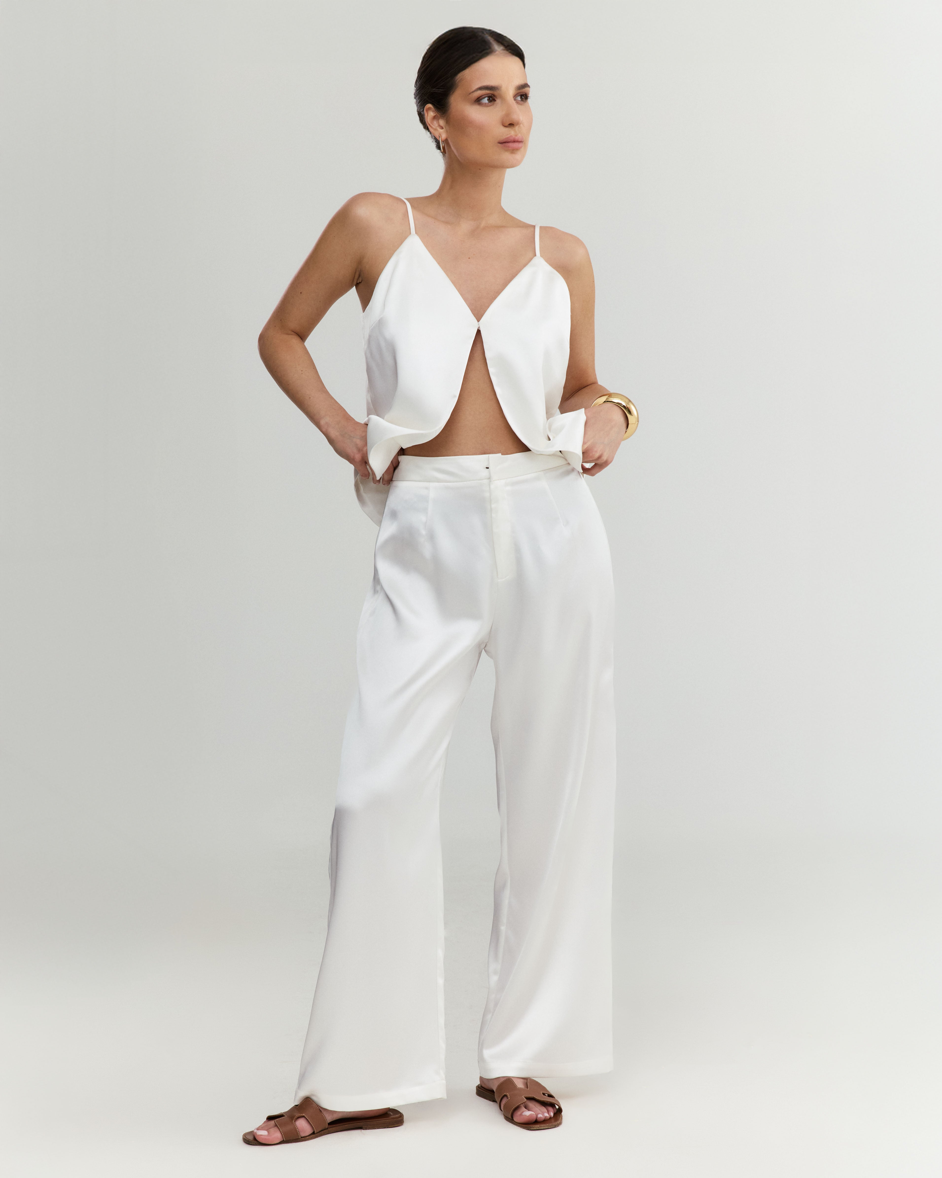 White Satin Pants