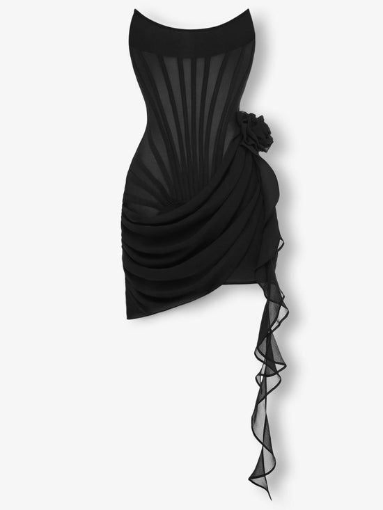 Черна рокля корсет